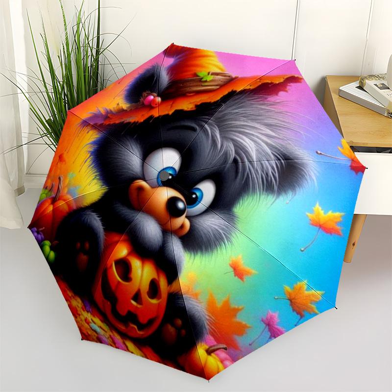 

1pc Pumpkin Bear Automatic Opening and Closing Folding Umbrella with 8 Iron Ribs - Portable, Foldable for Travel yy251124166