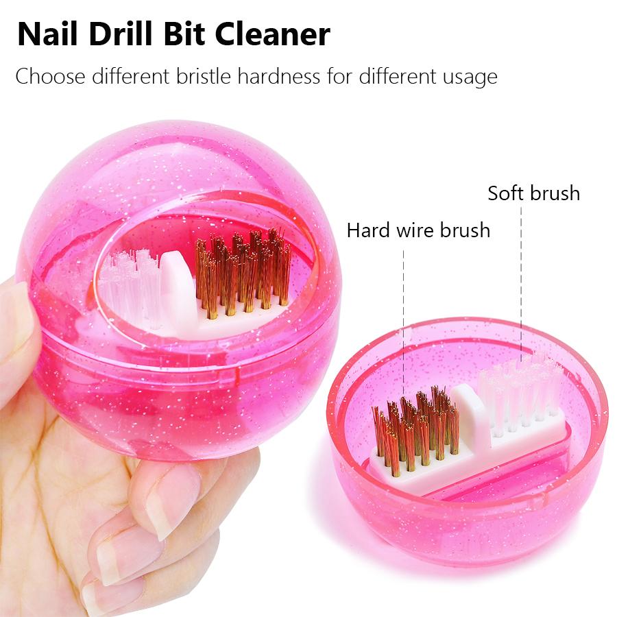 Nail Drill Bits Cleaning Box, Detachable Dual-Use Soft and Hard Wire Brush for Effective Cleaning, Manicure Nail Care Tool
