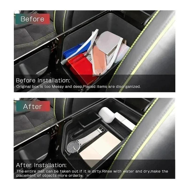 For Kia EV6 - ABS Black Car Armrest Box Tray Organizer Box Mobile Phone Storage Box Car Accessories LHD & RLD