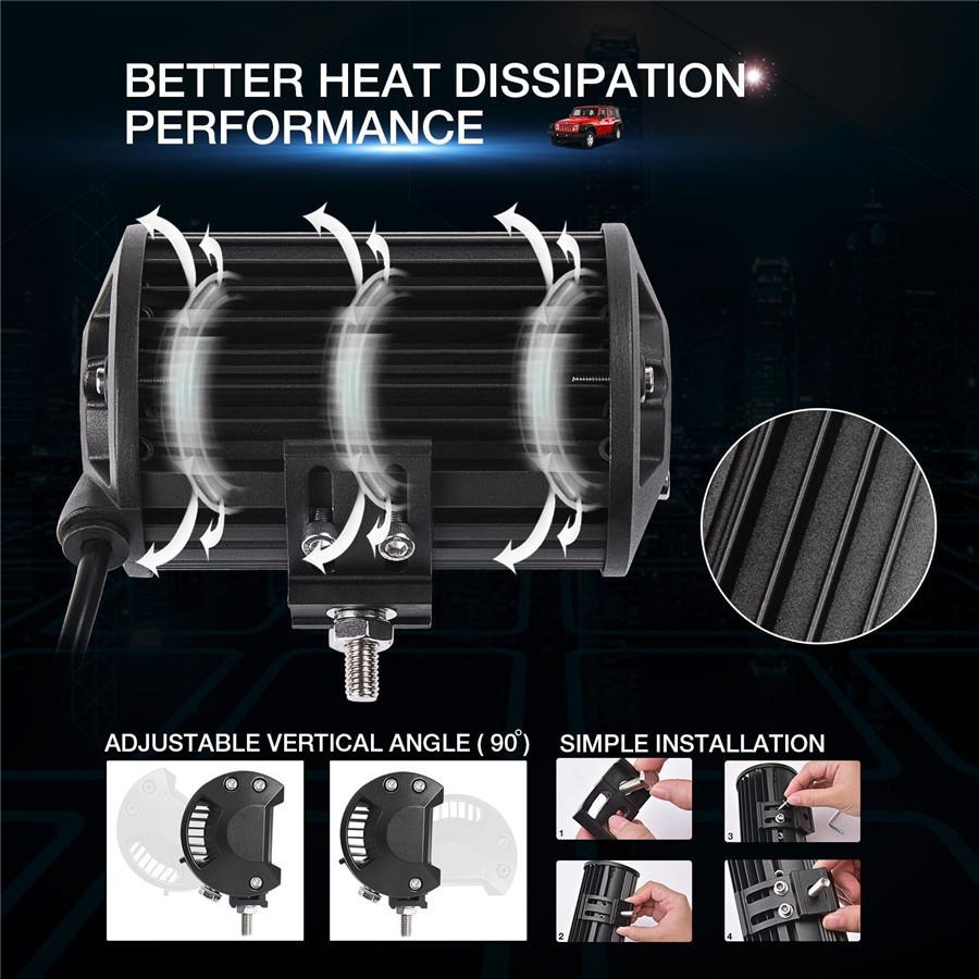 2Pcs 4'' 160W 16000LM CREE LED light Bar Quad row Spot Flood Beam Cubes Work Light