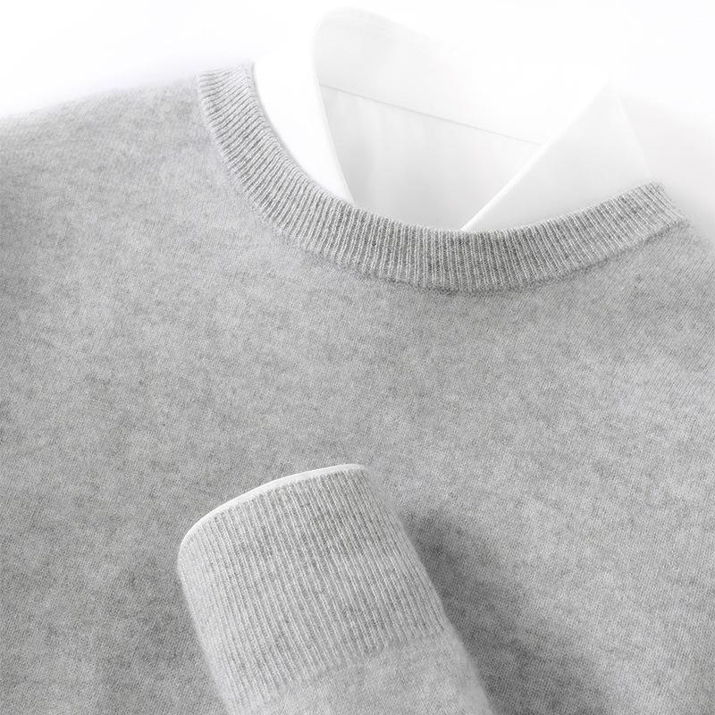 Men's Cashmere Round Neck Sweater - Business Casual Light Luxury Pullover, Soft & Smooth Knitwear for Autumn & Winter.