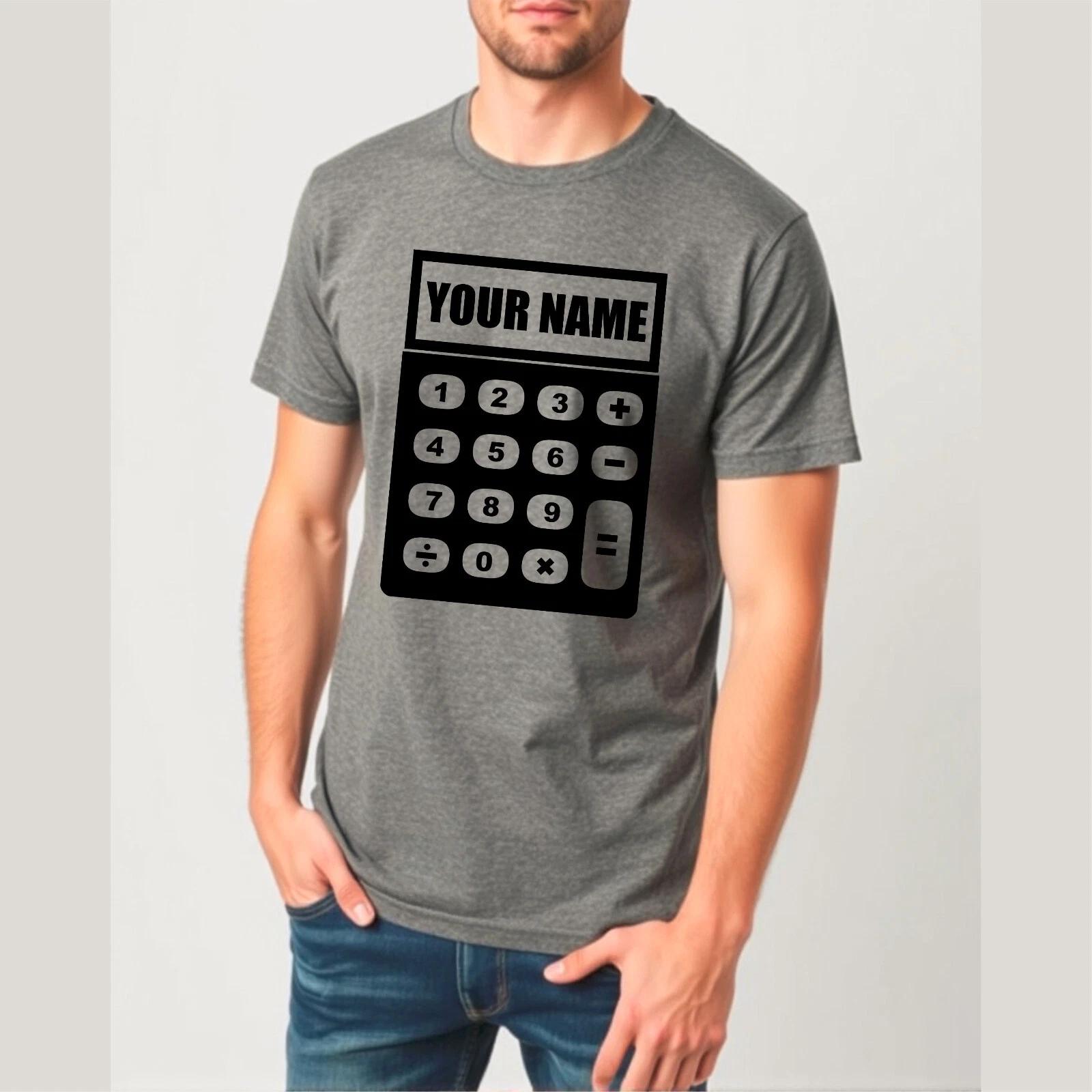 Personalised Maths Day Calculator T-Shirt, Number Day Your Name Gift Kids Adult 4XL