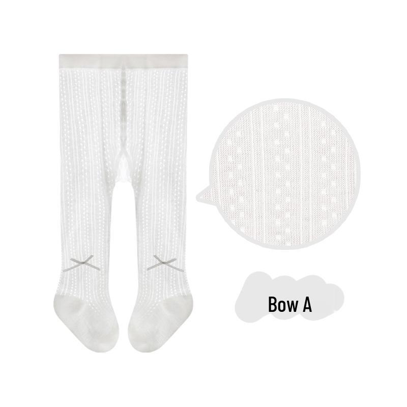 Girls' Ultra-Thin Mesh Breathable Baby Leggings with Bow