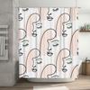 Minimalist Face Shower Curtain Modern Bathroom Decor Set with 12 Hooks for Home Bathing Decoration Peach Pink White