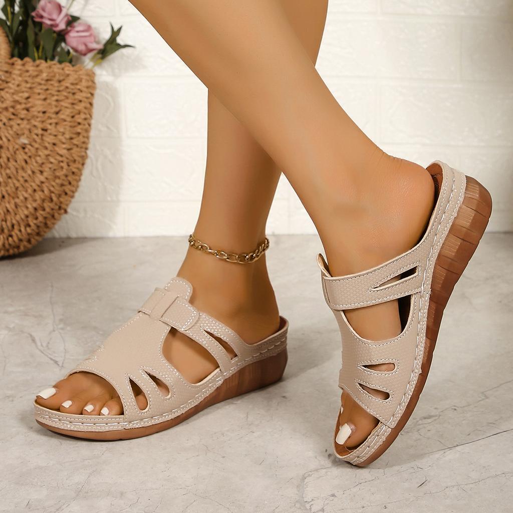 Fashion Summer Women Wedge Sandals Premium Orthopedic Open Toe SlippersVintage Anti-Slip Leather Casual Female Platform Retro Shoes