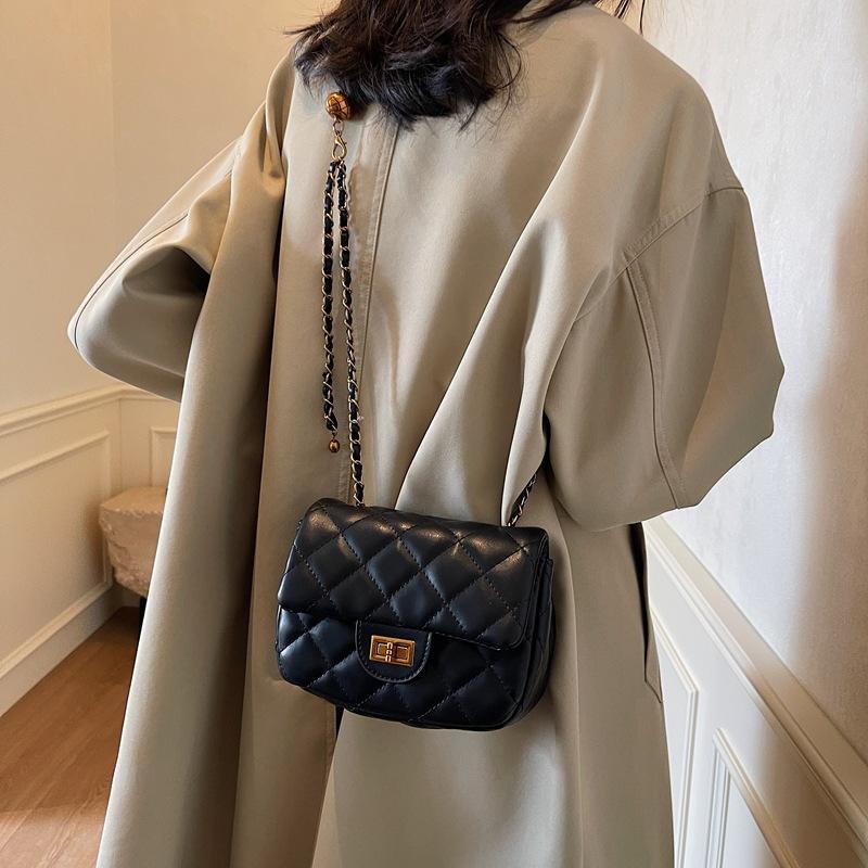 Small Square Bag Women's 2025 New Trendy Fashion Diamond Chain Bag Embroidered Thread Feeling Shoulder Messenger Bag Women