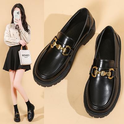 Damen Einzelschuhe mit Absätzen Schwarz Runde Spitze Flache Schuhe für Damen Freizeitmode Dicke Sohle Damen Freizeitschuhe