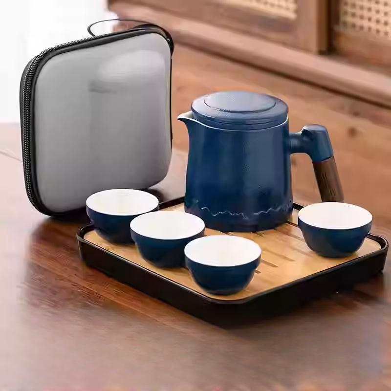 Portable Travel Tea Set Outdoor Portable Kung Fu Brewing Teapot Teacup Small Set Easy Camping Business Trip