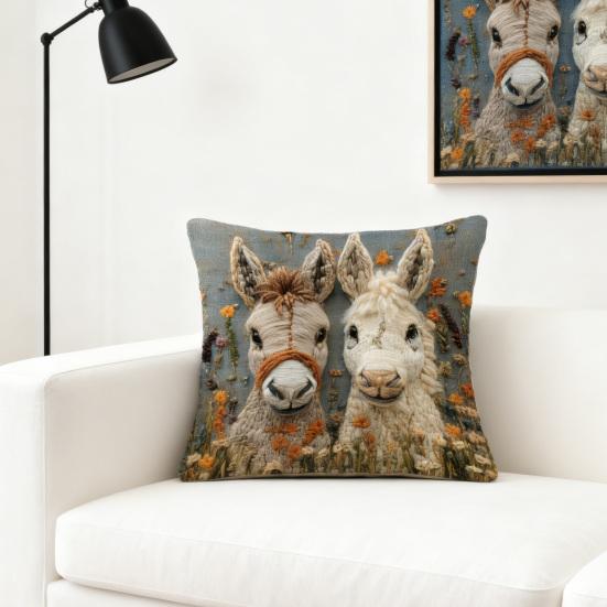 Yousheng Pillowcase Donkey Print Easy-Care Design Soft Breathable Pillow Cover Sofa Bedroom Patio Home Decor