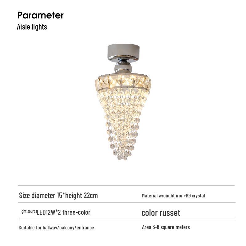 Elegant French Crystal Glass Pendant Lamp - Luxurious Bedside or Entrance Decoration
