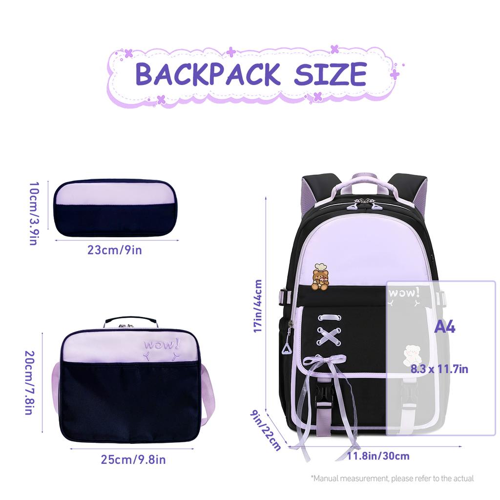 3in1 Girls School Backpack School Bags Teenage Laptop Backpack Casual Travel Backpack Book Bag Children Schoolbag Waterproof