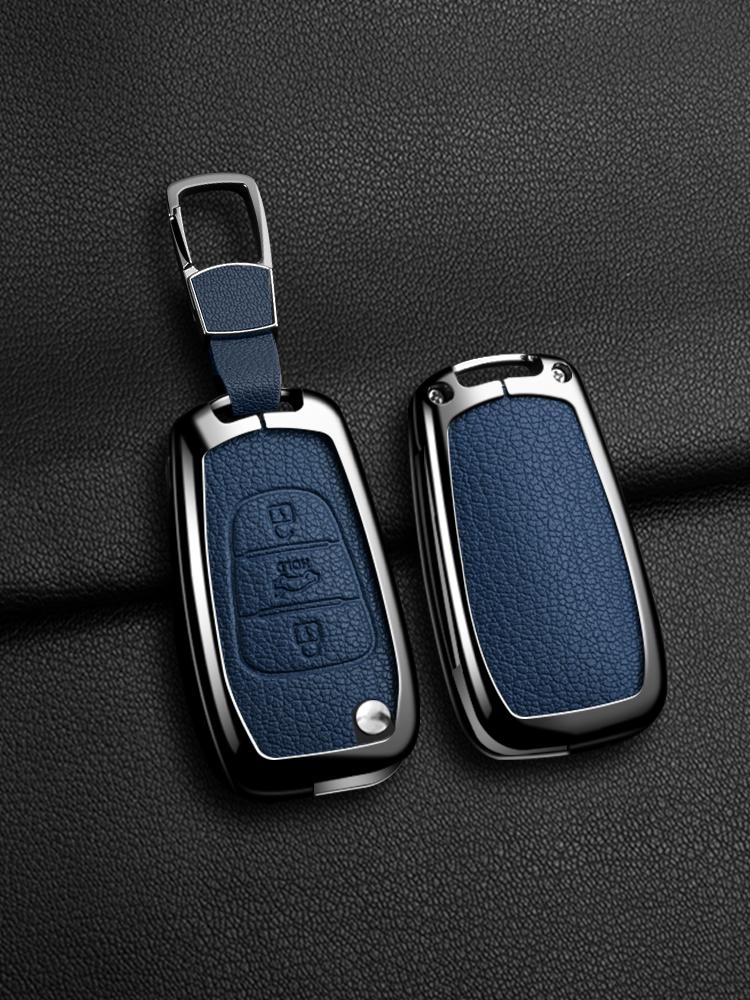 Interior Mouldings 2/3button Car Alloy Leather Key Case Cover For Kia K2 K5 Rio 3 Picanto Ceed Cerato Sportage For Hyundai i20 i