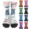 Athletic Crew Socks with Printed Text Graphics Soft Comfortable Fabric Durable Stitching Suitable for Sports and Casual Wear