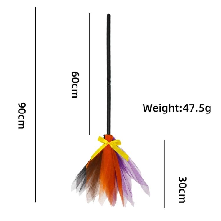 Witch Broom Kids Tulle Gauze Flying Broomstick For Masquerade Halloween Cosplay