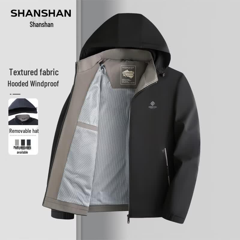 SHANSHAN Men s Detachable Hooded Business Casual Jacket 170 чёрный