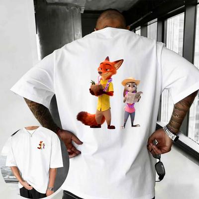 2026 Sommer Disney Zootopia T-Shirt Herren Streetwear 100% Baumwolle Kurzarm Lässig Locker Atmungsaktiv Oberteil