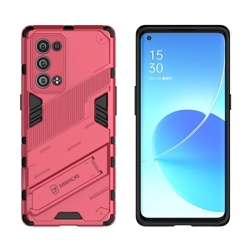 Shockproof Hard Case for OPPO Reno 6 Pro Plus Reno6 Z 5G Reno 6Z Punk Style Back Cover Casing with Kickstand