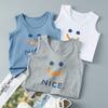 Summer New Children's I-shaped Vest for Small and Medium-sized Boys and Girls Cartoon Printing Crew Neck Single-piece Bottoming Top