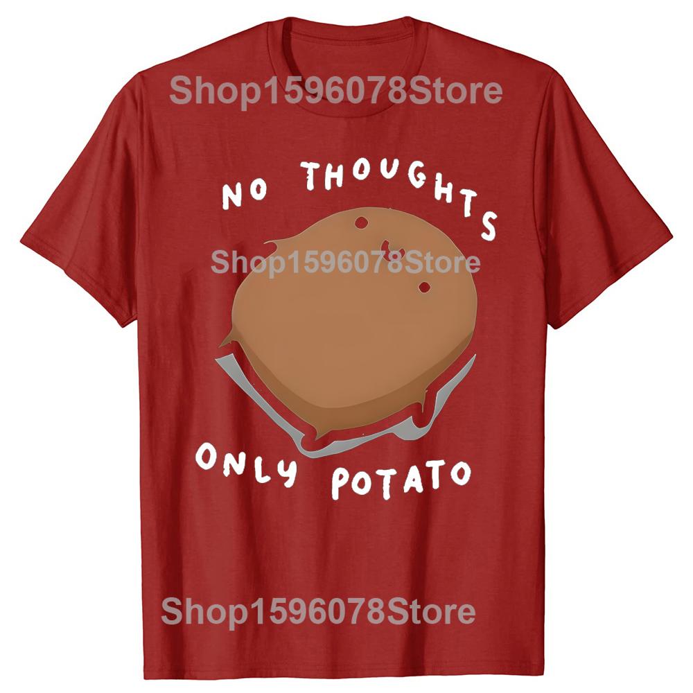 

Cute Potato Graphic No Thoughts Potato Cartoon Print T Shirt Women Top Short Sleeve Summer Casual Tshirt Clothing S
