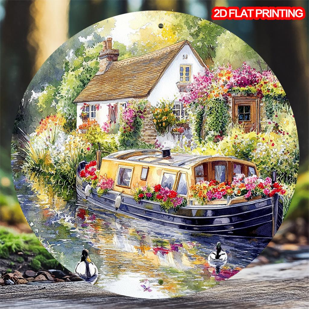 D Flat pc Classic Metal Sign Featuring GreenToned Forest God Wall Plaque Round Poster Round Wall for Art for Cafe Beach Hou