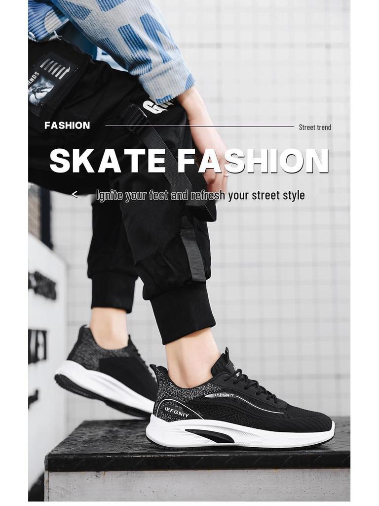 2025 Men's Black Breathable Mesh Running Shoes - Odor-Resistant Casual Lightweight Sneakers