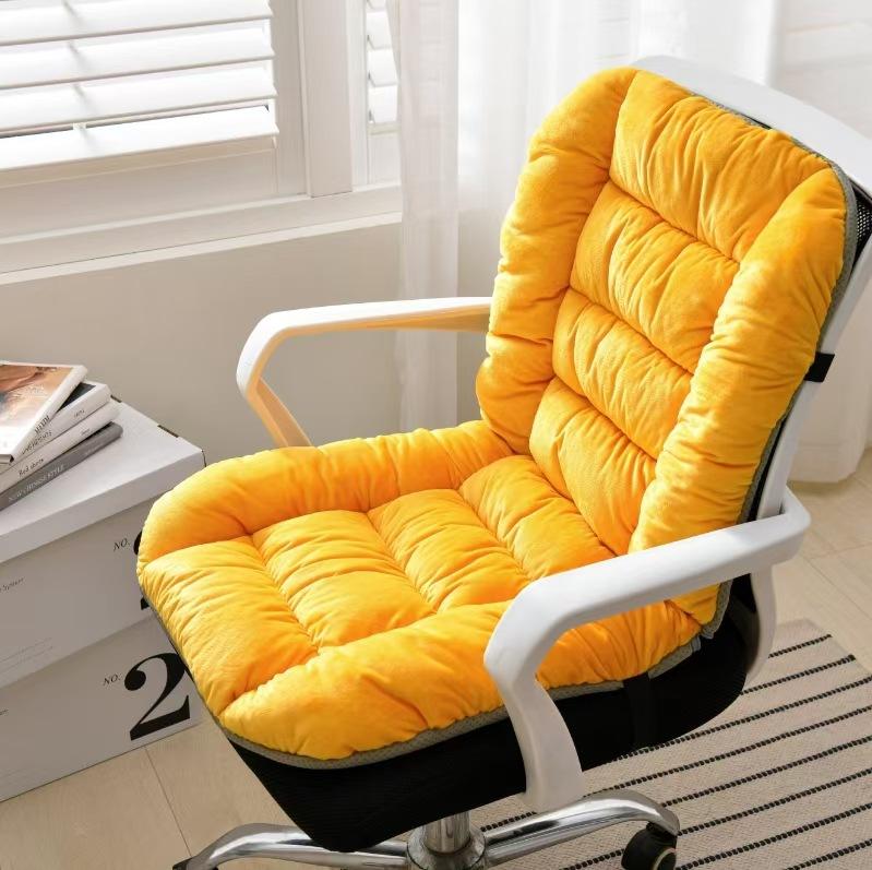 Winter Heated One-piece Chair Cushion Office Chair Backrest Integrated Cushion Warm Plush Solid Color Student Stool Seat Cushions