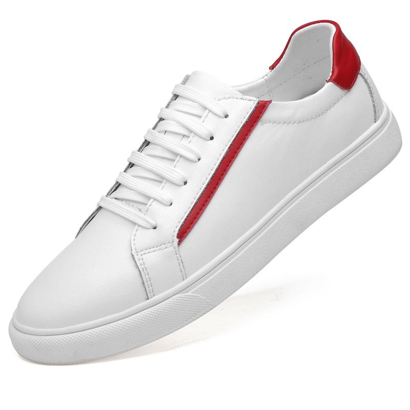 Men s Lace-Up Cowhide Casual Sneakers with Round Toe and Anti-Slip Sole 45