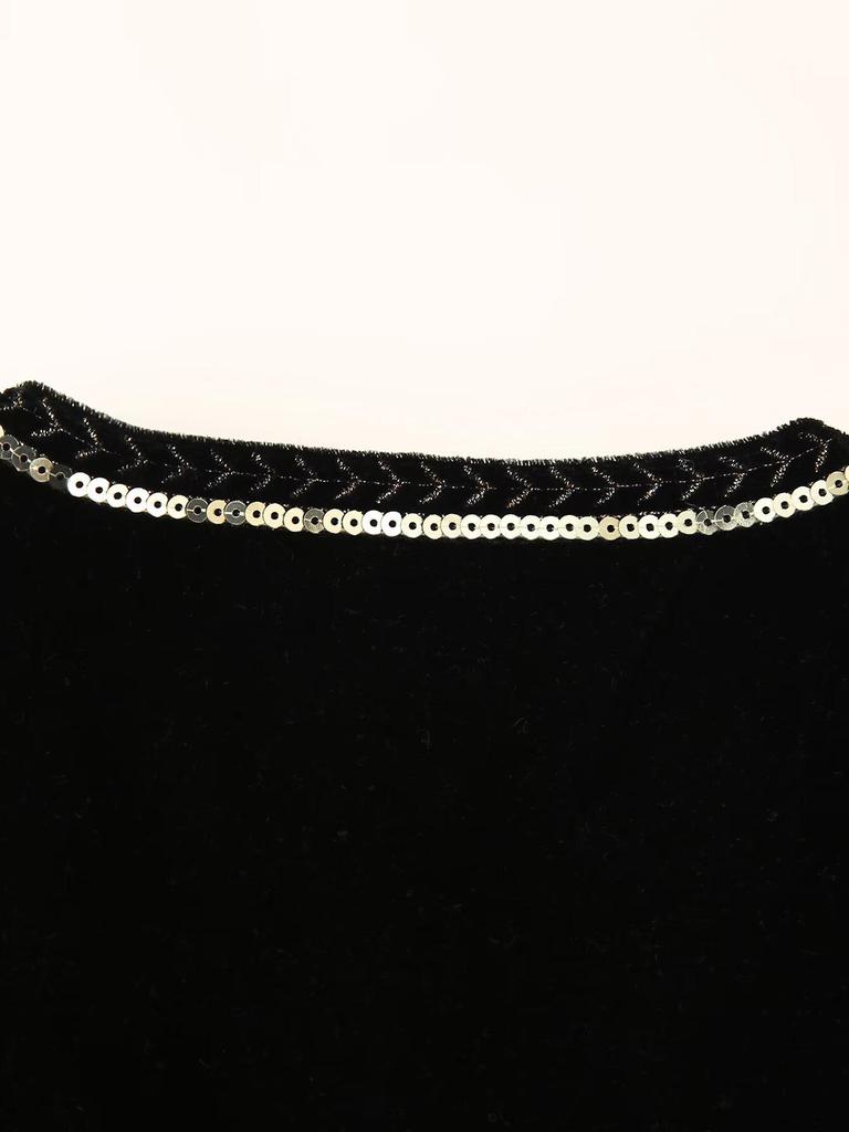 European and American Women's Sequin Embroidered Velvet Cardigan Vest