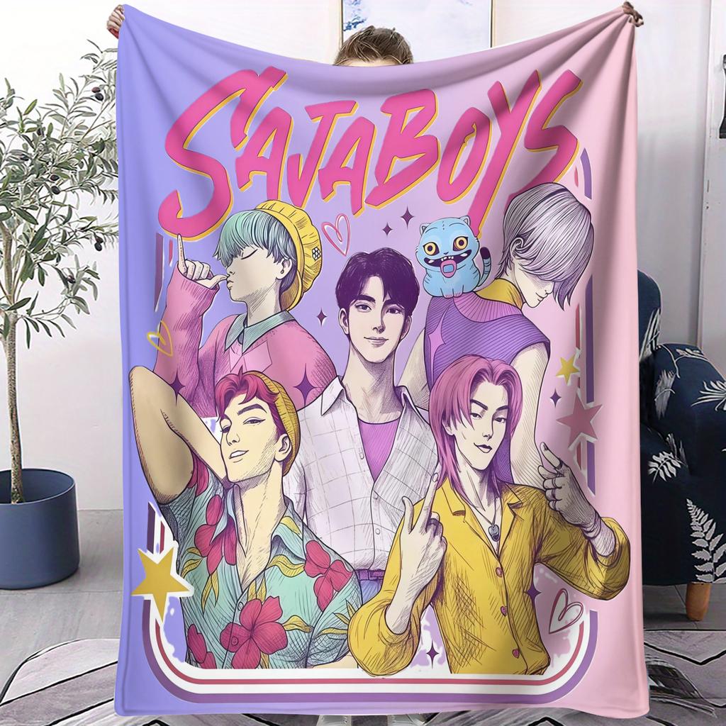 Popular KPop Devil Hunter Print Pattern Blanket Multifunctional Living Room Sofa Bed Office Camping Picnic Huntrix Fan Gift