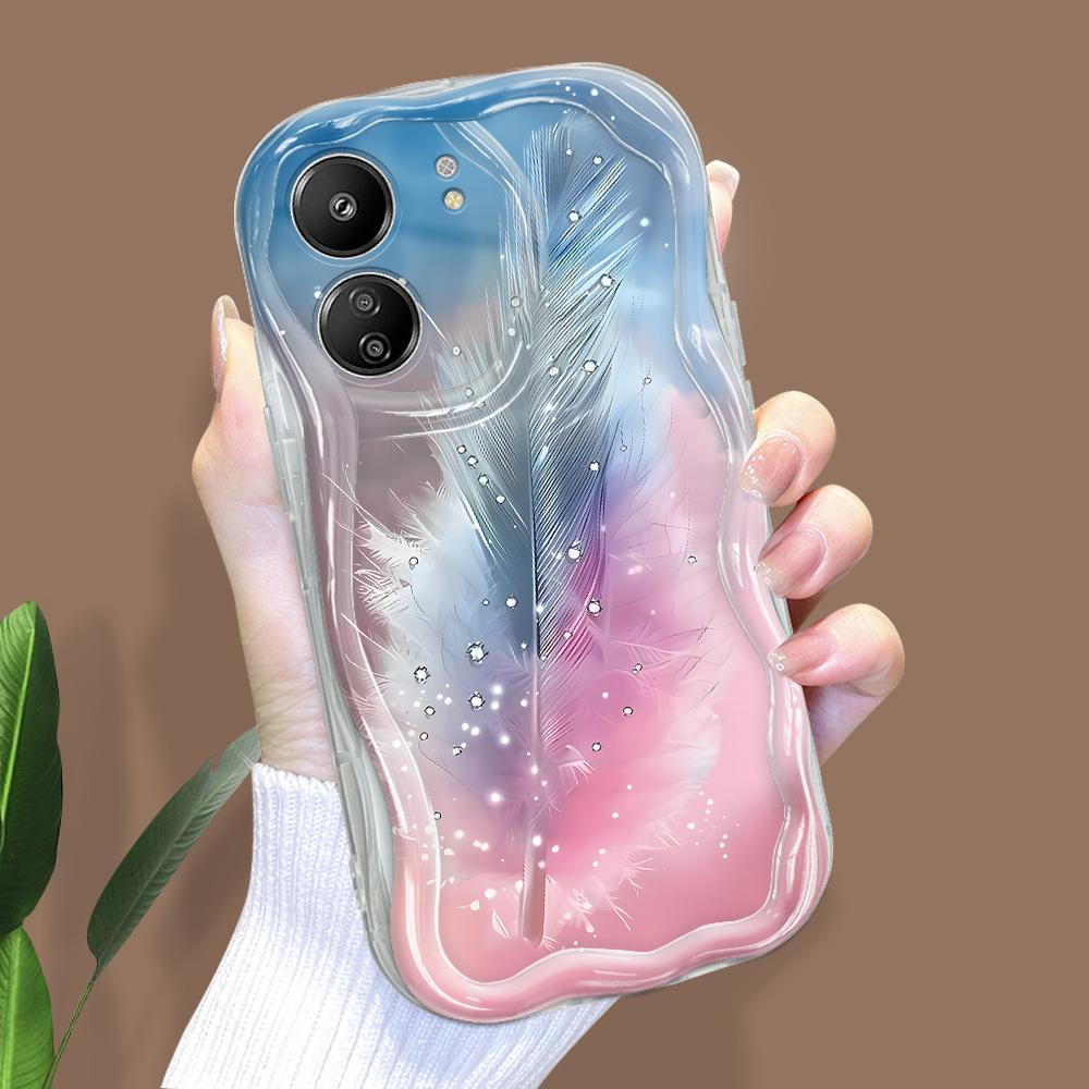 Cute Cartoon Pattern Cream Texture Casing Wavy Edge Soft Silicone Cover Phone Case for Xiaomi Redmi