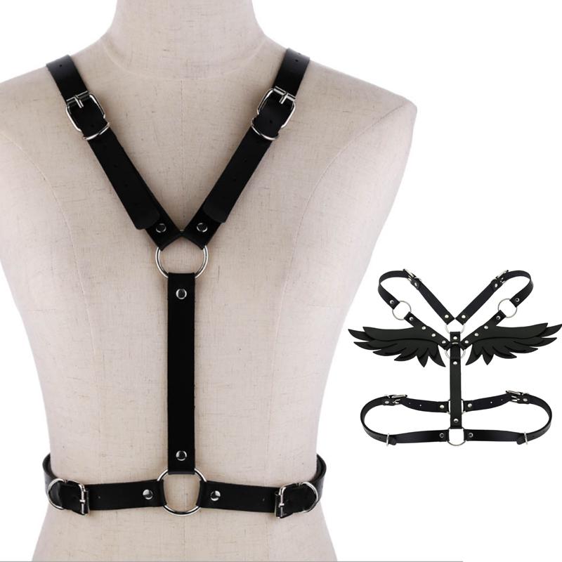 Women Gothic Sexy Leather Angel Body Harness Belt Angel Wings Harness Waist Belt