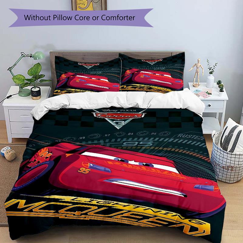 3pcs set Cars Movie Poster1pc of quilt cover+2pcs of pillowcase, no core, print bedding, All Seasons Bedroom Setting051