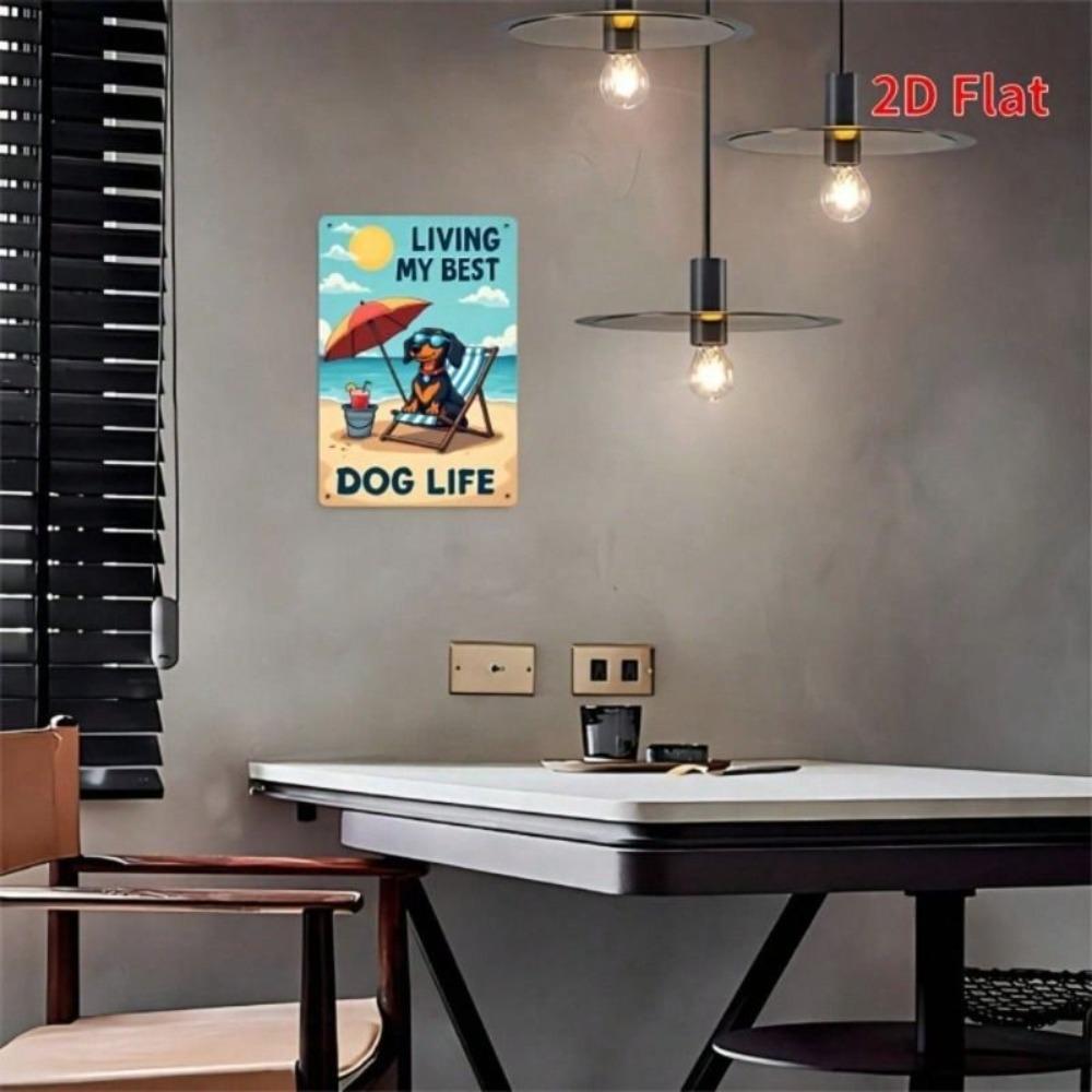 Retro Tin Sign Dachshund Dog with Bucket Vintage Wall Decor Bar Home 30x20cm