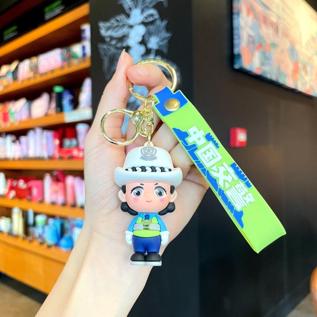 Firefighter Keychain: Cute 3D Traffic Police Pendant, Fashionable Event Gift