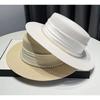 Meimeier Women's new summer retro french pearl straw hat - perfect for beach trips, flat top socialite style