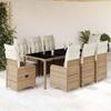 VidaXL Garden Bistro Set 9 Pcs Beige Cushions Poly Rattan 3277103