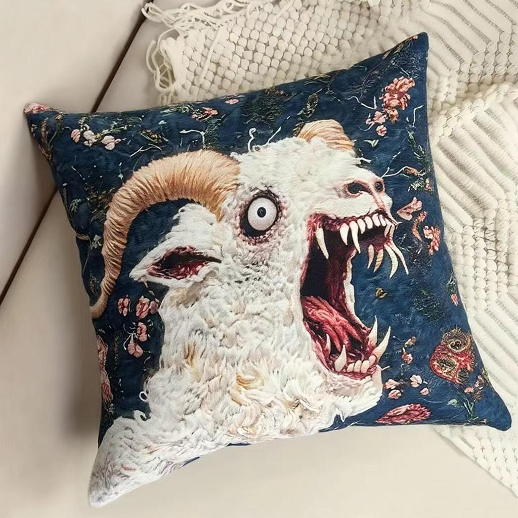 NEW Goat Couch Pillow Cover 17.7 X 17.7inch Rustic Screaming Sheep Head Home Decor Decorative Pillow Covers For Thanksgiving