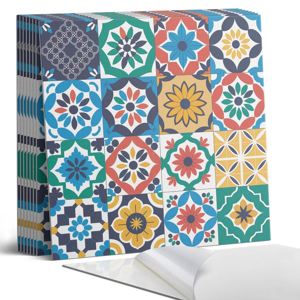 Set of PVC Tiles with Pattern for the Living Room Self-Adhesive Mosaic Patterns in a 9x30x30 cm Layout