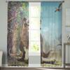 Jurassic 3D Dinosaur Virgin Forest Sheer Curtains for Living Room Bedroom Tulle Window Drapes for Kitchen Decoration