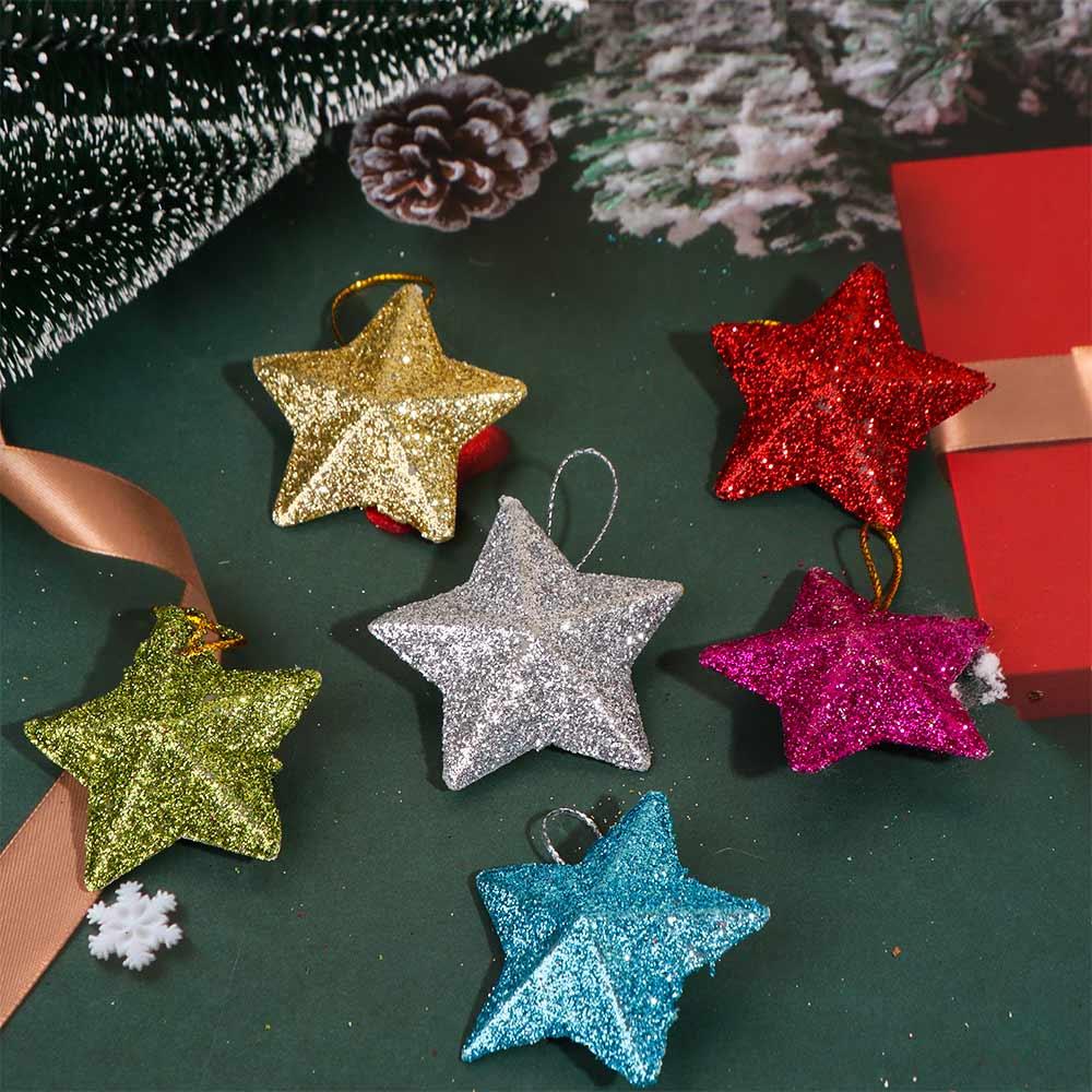 6pcs PVC Christmas Tree Star Decoration Decorative Star Hanging Pendant Party