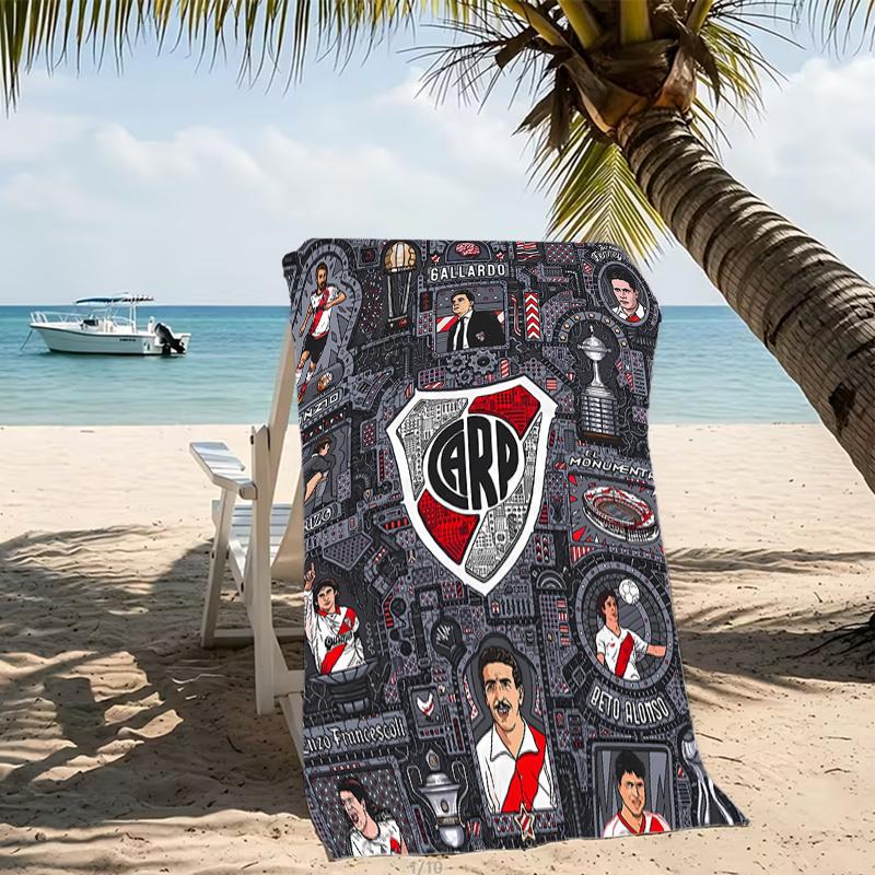 Beach Towel with Club Atlético River Plate Pattern - soft,absorbent,machine washable Lightweight&Modern,swimming,Travel Essentials