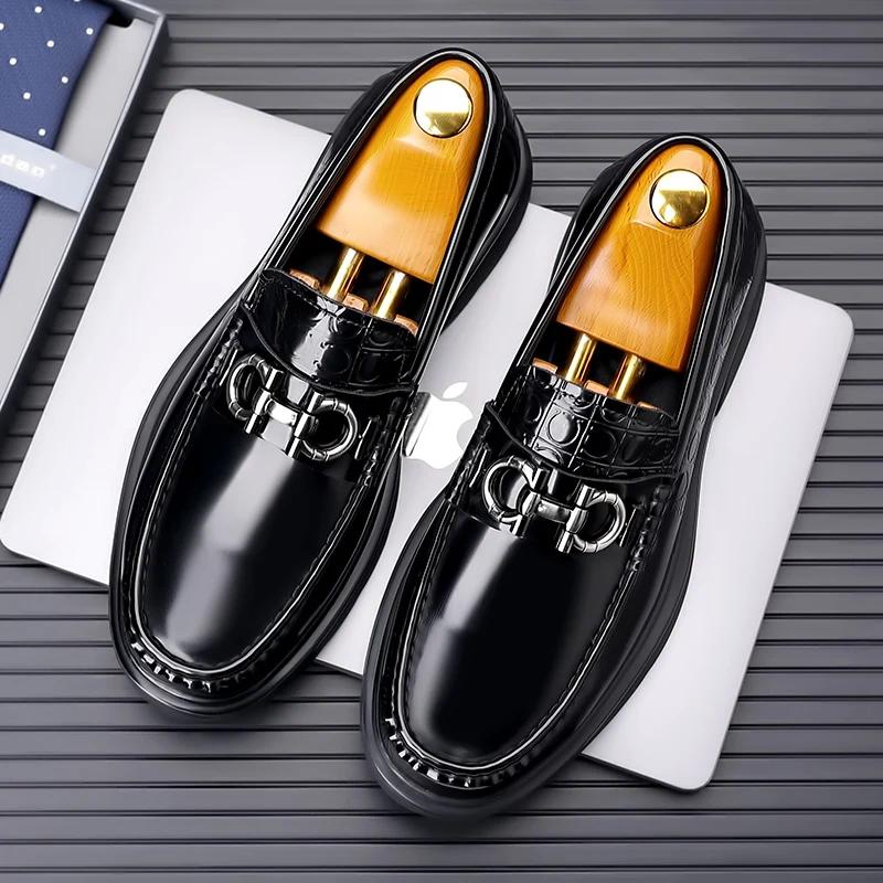 New Men's Luxury Leather Shoes Genuine Leather Dress Shoes Fashion Loafers Slip-on Comfy Casual Business Shoes Fomal Mocassins