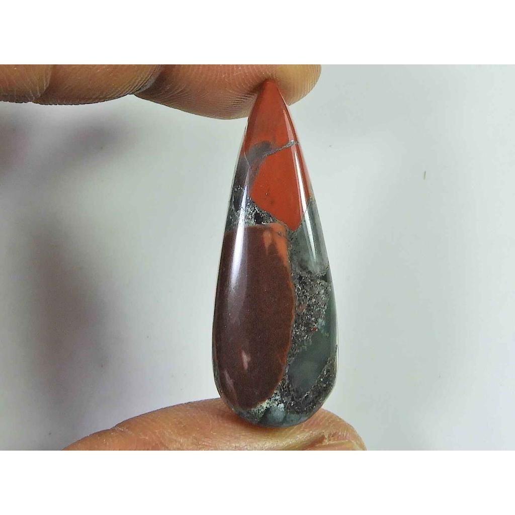 Natural Bloodstone Palm Crytsal 28Cts. Pear Cabochon Loose Gemstone 13X37MM SK-2589