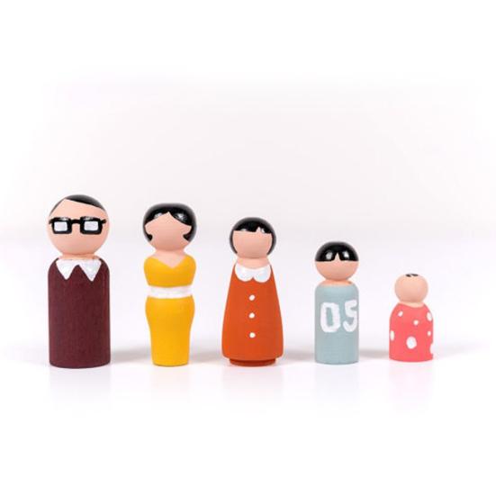 5Pcs/Set Unpainted Blank Wooden Family Peg Doll Toy DIY Handmade Wedding Decor