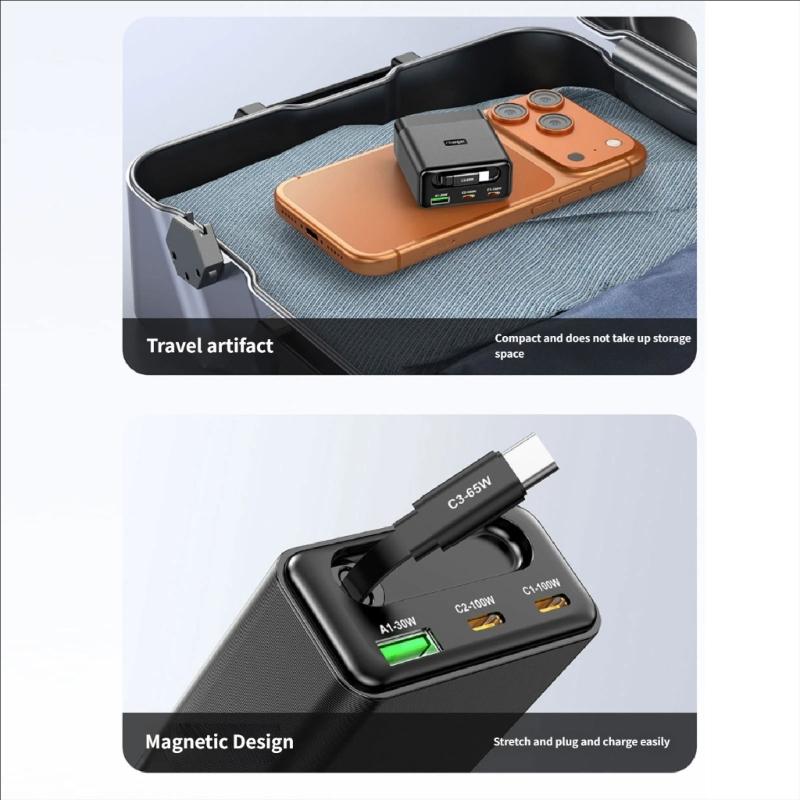 100W Wall Charger Charging Block Including Flexible USB C Cord And 3 Outputs Universal Power Supply Lightweighted