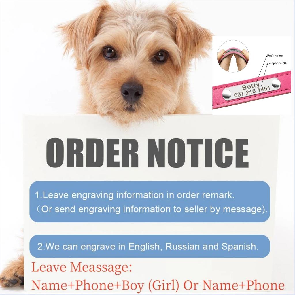 Custom Leather Dog Collar Soft Padded Dog Collars Personalized Pet ID Necklace Free Engraved Name Paw For Small Medium Dogs Pug