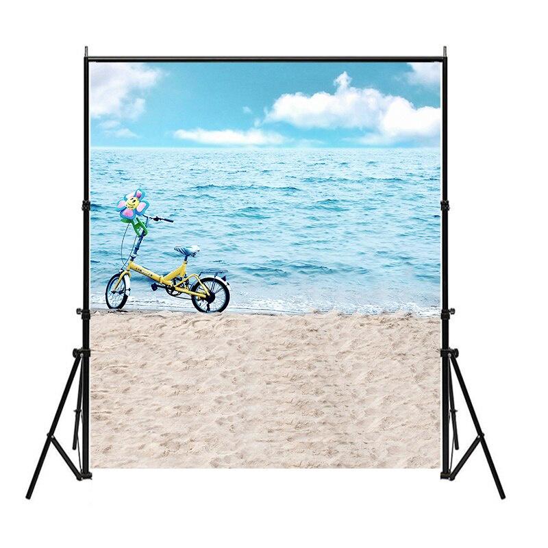 Sommer Meeresstrand Fotografie Hintergrund Tropischer Ozean Palme Sand Malerischer Hintergrund für Fotostudio Porträt Videoaufnahme Party Dekoration Requisiten