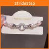 Geometric Zircon Artificial Pearl Bracelet With Silver Finish For Womens Fashion Accessories