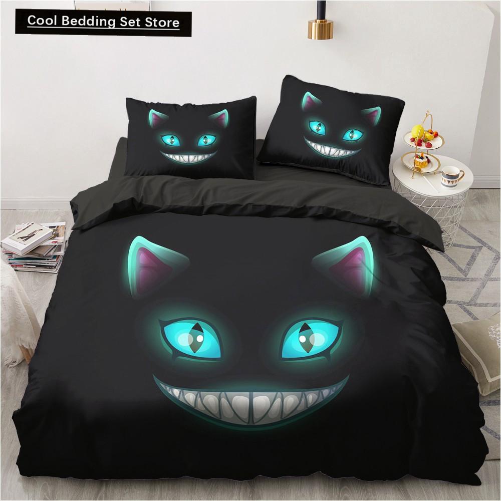 Dog Cat King Queen Duvet Cover Pet Kitty Puppy Bedding Set for Kids Teens Adults Lovely Animals Blue Soft 2/3pcs Quilt Cover