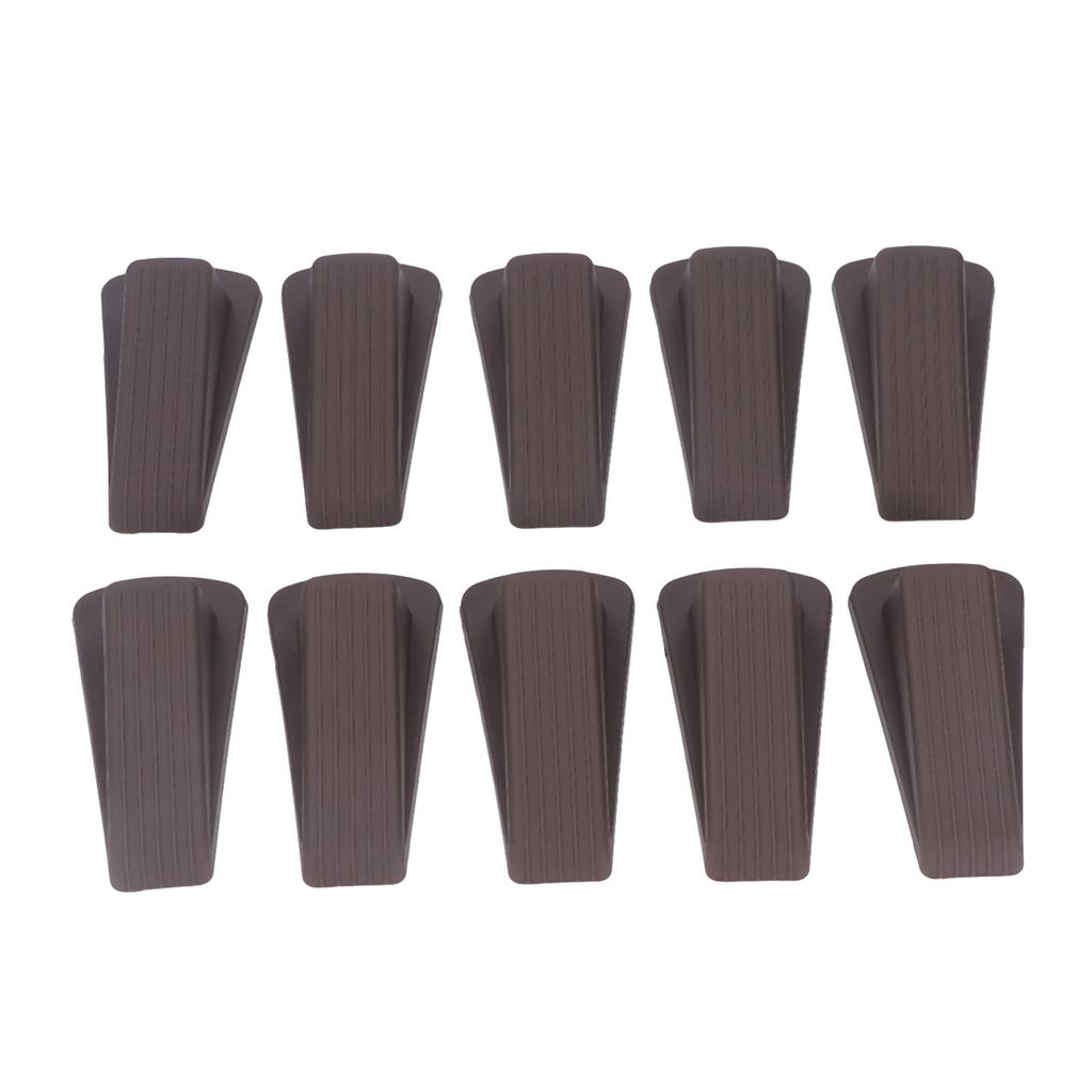 10Pcs Brown Door Stopper Set Convenient Practical Robust No Deformation Door Stop Wedge Kit for Home